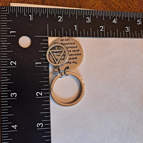 Sobriety Sponsor Guardian Angel Keychain Key Ring Inspirational Gift Silver - Picture 5 of 5